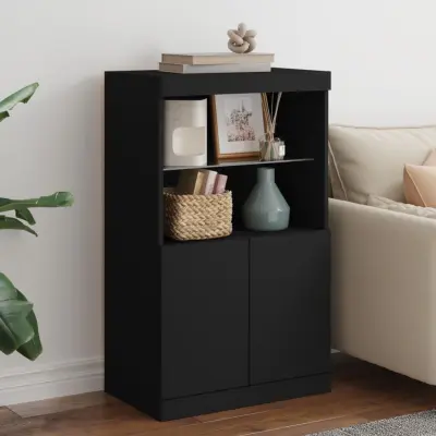 The Living Store Komoda z LED lučkami črna 60,5x37x100 cm - Komoda