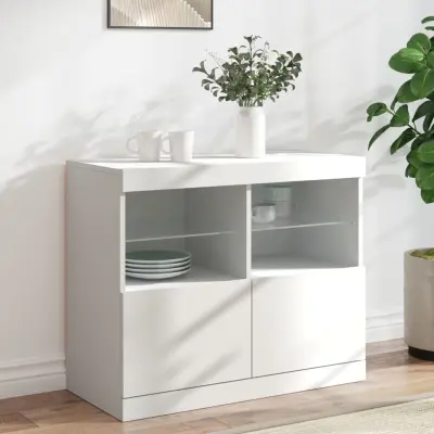 The Living Store Komoda z LED diodami bela 81x37x67 cm - Komoda