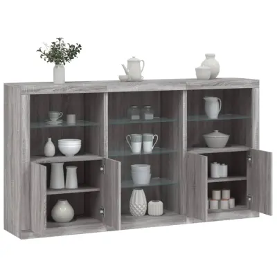 The Living Store Komoda z LED lučkami siva sonoma 181,5x37x100 cm - Komoda