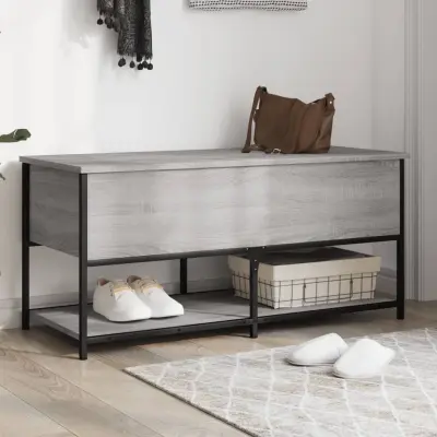 The Living Store Klop za shranjevanje siva sonoma 100x42,5x47 cm inženirski les - Klop Za Shranjevanje