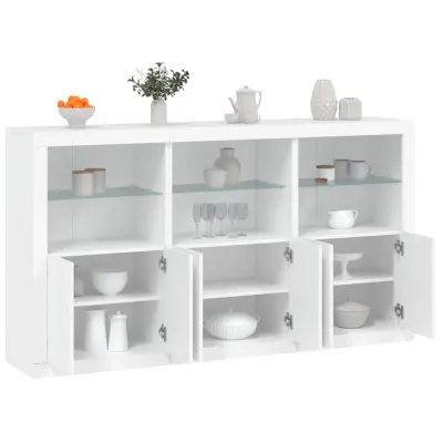 The Living Store Komoda z LED lučkami bela 181,5x37x100 cm - Komoda
