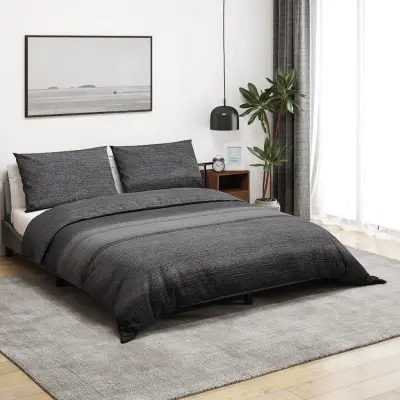 The Living Store Posteljnina temno sivo 225x220 cm bombaž - Komplet Prevlek Za Odejo