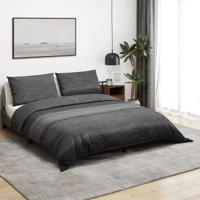 The Living Store Posteljnina temno sivo 200x200 cm bombaž - Komplet Prevlek Za Odejo