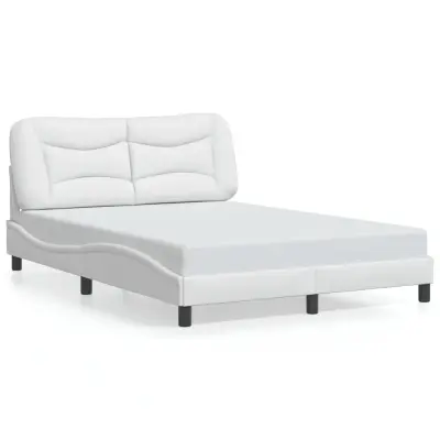The Living Store Posteljni okvir z LED lučkami bel 140x200 cm umetno usnje - Posteljni Okvir