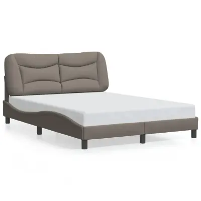 The Living Store Posteljni okvir z LED lučkami taupe 140x200 cm tkanina - Posteljni Okvir