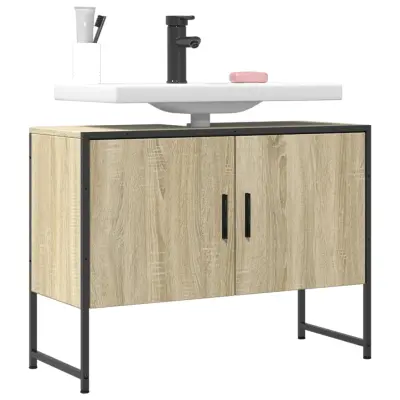 The Living Store Kopalniška omarica za umivalnik sonoma hrast 80x33x60cm inž les - Kopalniška Omarica Za Umivalnik