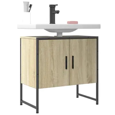 The Living Store Omarica za umivalnik sonoma hrast 60x33x60 cm inženirski les - Kopalniška Omarica Za Umivalnik