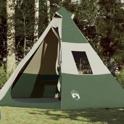 The Living Store Šotor za kampiranje tipi za 7 oseb zelen vodoodporen - Šotor Za Kampiranje