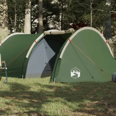 The Living Store Šotor za kampiranje za 4 osebe zelen vodoodporen - Šotor Za Kampiranje