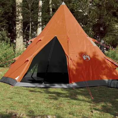 The Living Store Šotor za kampiranje tipi za 4 osebe oranžen vodoodporen - Šotor Za Kampiranje
