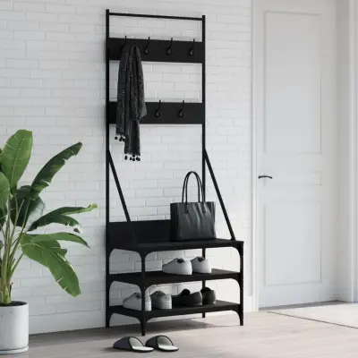 The Living Store Regal za oblačila s prostorom za čevlje črn 70x40x184 cm - Regal Za Oblačila
