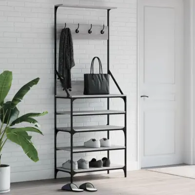 The Living Store Regal za oblačila s prostorom za čevlje siva sonoma 70x34x184cm - Regal Za Oblačila