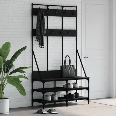 The Living Store Regal za oblačila s prostorom za čevlje črn 100x40x184 cm - Regal Za Oblačila