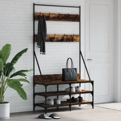 The Living Store Regal za oblačila s prostorom za čevlje dim. hrast 100x40x184cm - Regal Za Oblačila