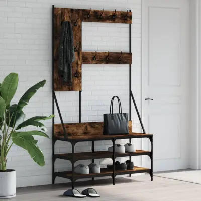 The Living Store Regal za oblačila s prostorom za čevlje dim. hrast 100x40x184cm - Regal Za Oblačila