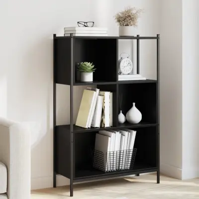 The Living Store Knjižna omara črna 72x28x109 cm inženirski les - Knjižna Omara