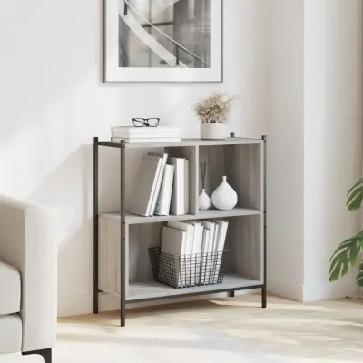 The Living Store Knjižna omara siva sonoma 72x28x77,5 cm inženirski les - Knjižna Omara
