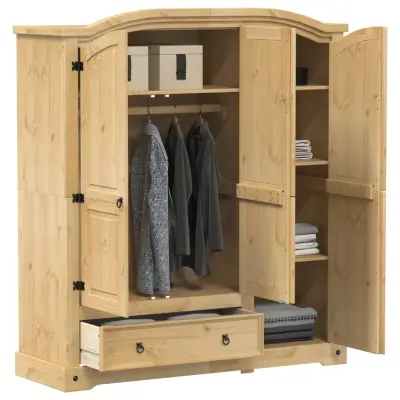 The Living Store Garderobna omara Corona 151,5x52x170 cm trdna borovina - Garderobna Omara