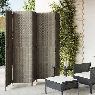 The Living Store Pregrada za sobo 5 plošč siv poli ratan - Pregrada Za Sobo