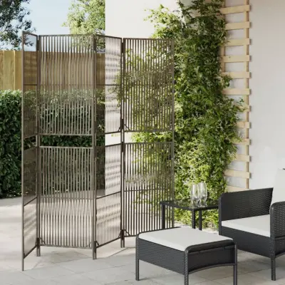 The Living Store Pregrada za sobo 4 plošče siv poli ratan - Pregrada Za Sobo