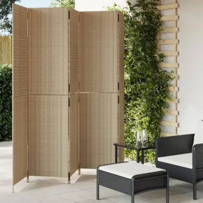 The Living Store Pregrada za sobo 5 plošče bež poli ratan - Pregrada Za Sobo