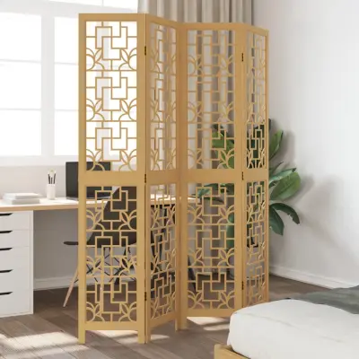 The Living Store Paravan 4-delni rjav trden les pavlovnije - Pregrada Za Prostor
