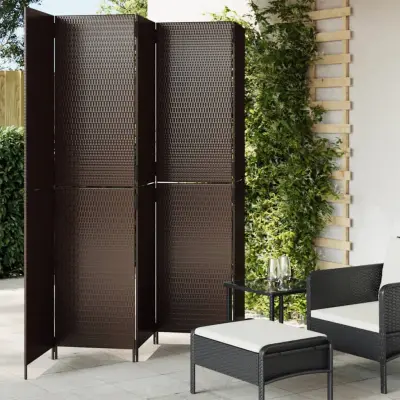 The Living Store Pregrada za sobo 5 plošč rjav poli ratan - Pregrada Za Sobo