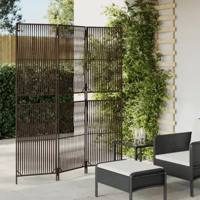 The Living Store Pregrada za sobo 3 plošče rjav poli ratan - Pregrada Za Sobo