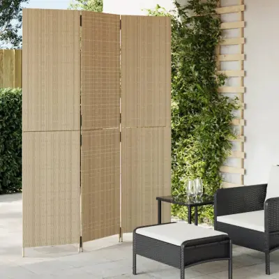 The Living Store Pregrada za sobo 3 plošče bež poli ratan - Pregrada Za Sobo