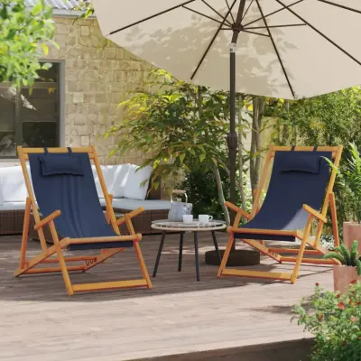 The Living Store Zložljivi stoli za na plažo 2 kosa modro blago - Zložljivi Stol Za Plažo
