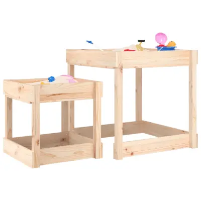The Living Store Miza za pesek 2 kosa trdna borovina - Miza Za Pesek