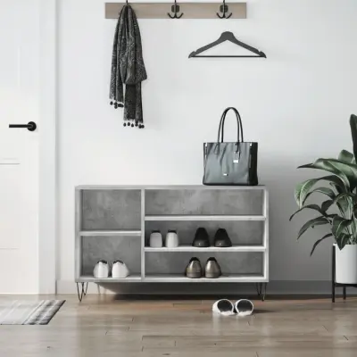 The Living Store Omarica za čevlje betonsko siva 102x36x60 cm inženirski les - Omarica Za Čevlje