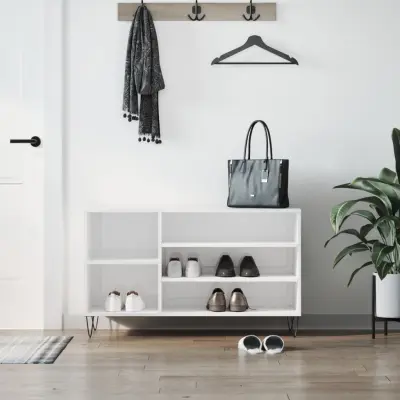 The Living Store Omarica za čevlje visok sijaj bela 102x36x60 cm inženirski les - Omarica Za Čevlje