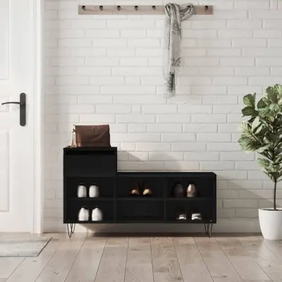 The Living Store Omarica za čevlje črna 102x36x60 cm inženirski les - Omarica Za Čevlje