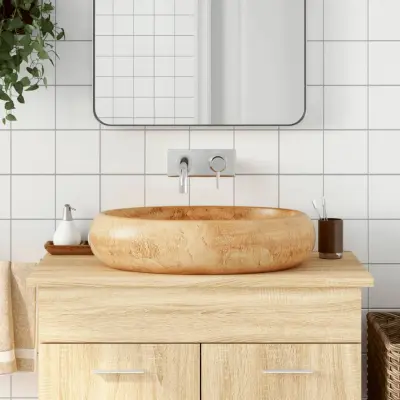 The Living Store Nadpultni umivalnik rjav ovalen 59x40x15 cm keramika - Nadpultni Umivalnik
