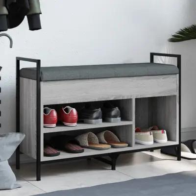 The Living Store Klop za čevlje siva sonoma 85,5x32x57,5 cm inženirski les - Klop Za Čevlje
