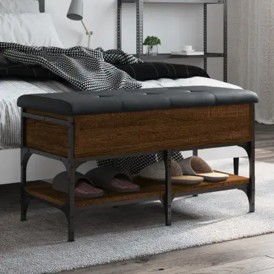 The Living Store Klop za čevlje rjavi hrast 82x42x45 cm inženirski les - Klop Za Čevlje