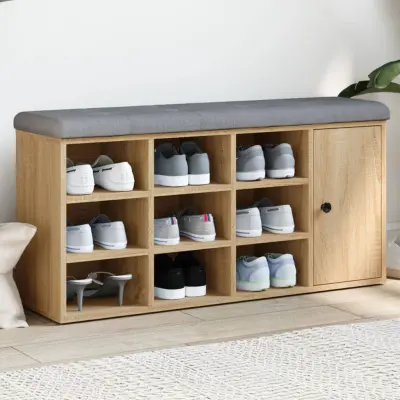 The Living Store Klop za čevlje sonoma hrast 102x32x50 cm inženirski les - Klop Za Čevlje