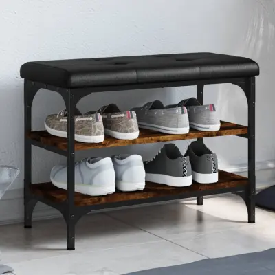 The Living Store Klop za čevlje dimljen hrast 62x32x47 cm inženirski les - Klop Za Čevlje