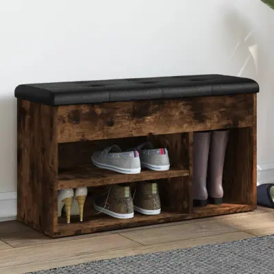 The Living Store Klop za čevlje dimljen hrast 82x32x45,5 cm inženirski les - Klop Za Čevlje