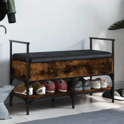 The Living Store Klop za čevlje dimljen hrast 85,5x42x57,5 cm inženirski les - Klop Za Čevlje