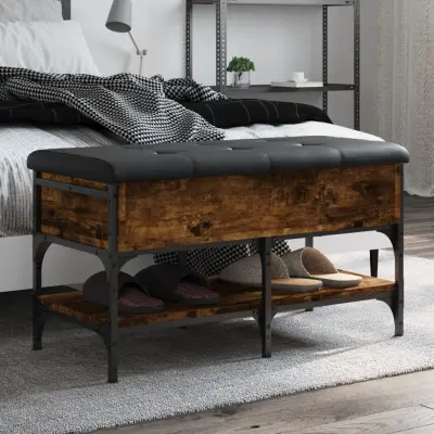 The Living Store Klop za čevlje dimljen hrast 82x42x45 cm inženirski les - Klop Za Čevlje