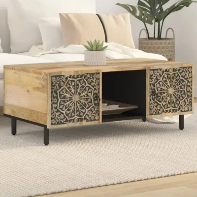 The Living Store Klubska mizica 100x54x40 cm trden mangov les - Klubska Mizica