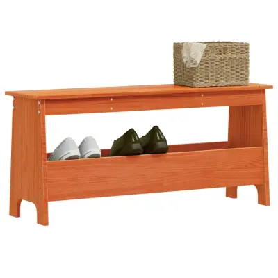 The Living Store Klop za predsobo voščeno rjava 100x28x45 cm trdna borovina - Klop Za Predsobo