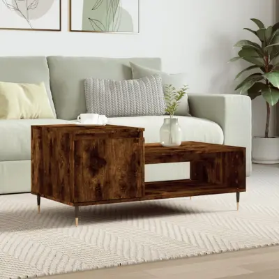 The Living Store Klubska mizica dimljeni hrast 100x50x45 cm inženirski les - Klubska Mizica