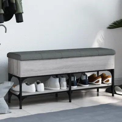 The Living Store Klop za čevlje siva sonoma 102x32x45 cm inženirski les - Klop Za Čevlje