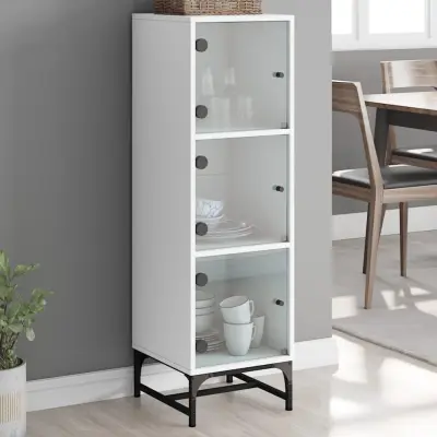 The Living Store Visoka omara s steklenimi vrati bela 35x37x120 cm - Visoka Omara