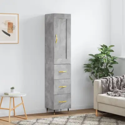 The Living Store Visoka omara betonsko siva 34,5x34x180 cm inženirski les - Visoka Omara