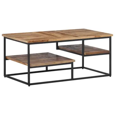The Living Store Klubska mizica 90x50x39 cm trdna predelana tikovina - Klubska Mizica