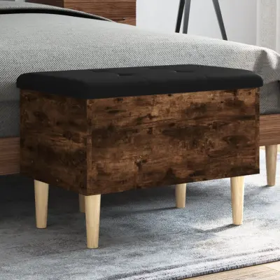 The Living Store Klop za shranjevanje dimljen hrast 62x42x46 cm inženirski les - Klop Za Shranjevanje
